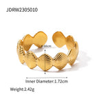Sea Starfish Shell Series Vintage 18K Gold Plated Open Ring Stud Earrings Stainless Steel Statement Waterproof Jewelry Women