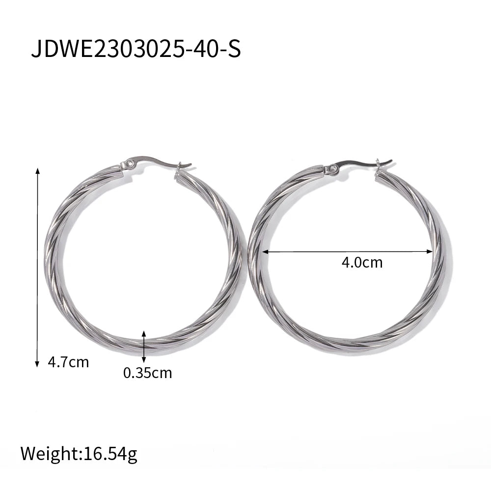 گوشواره سیمی با خلق‌وخوی شیک، سبک کاخ، استیل ضدزنگ رترو، ضدآب، بدون تغییر رنگ، جواهرات بافت‌دار فلزی