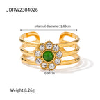 Modischer Edelstahl wasserdichter Blumenserie offener Ring Persönlichkeit Charms 18K PVD Echtgold 18K plattiert trendiger Schmuck