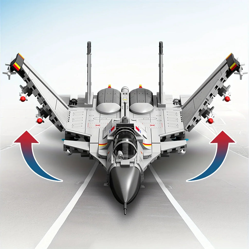 645pcs Creative Fighter Plane Mini Building Blocks, Fighter Aircraft Battle Plane Technical Model Bricks, Kids Toys