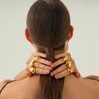 Rustfrit stål 18K forgyldt Trendy Geometrisk Finger Ring/Stud øreringe Serie Klassiske smykker Charmerende smykker gallagave