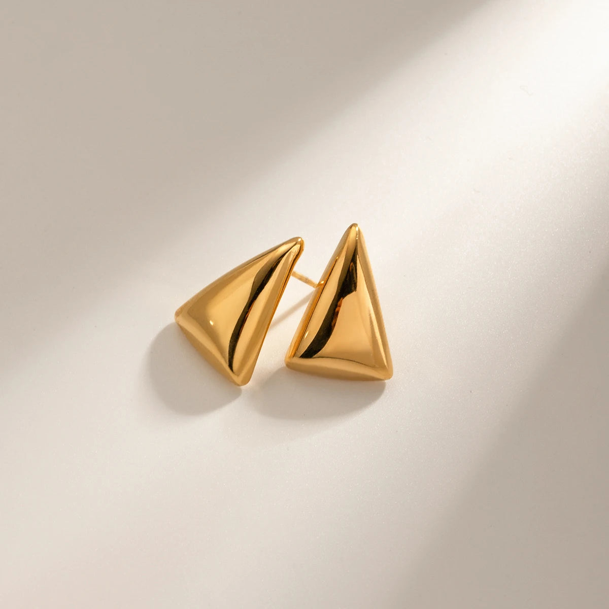 Golden Fashionable Stainless Steel Metal Textured Smooth Triangle Stud Earrings For Women High-Grade Tarnish-proof Charm Jewelry