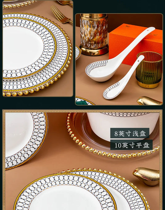 Vaisselle en céramique de Jingdezhen, ensemble de plats en porcelaine osseuse