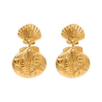 18K PVD minimalistisk rustfrit rustfrit stål Muslingeskal Søstjerne Ocean øreringe Anti-allergiske kvinder Vandtætte strandsmykker