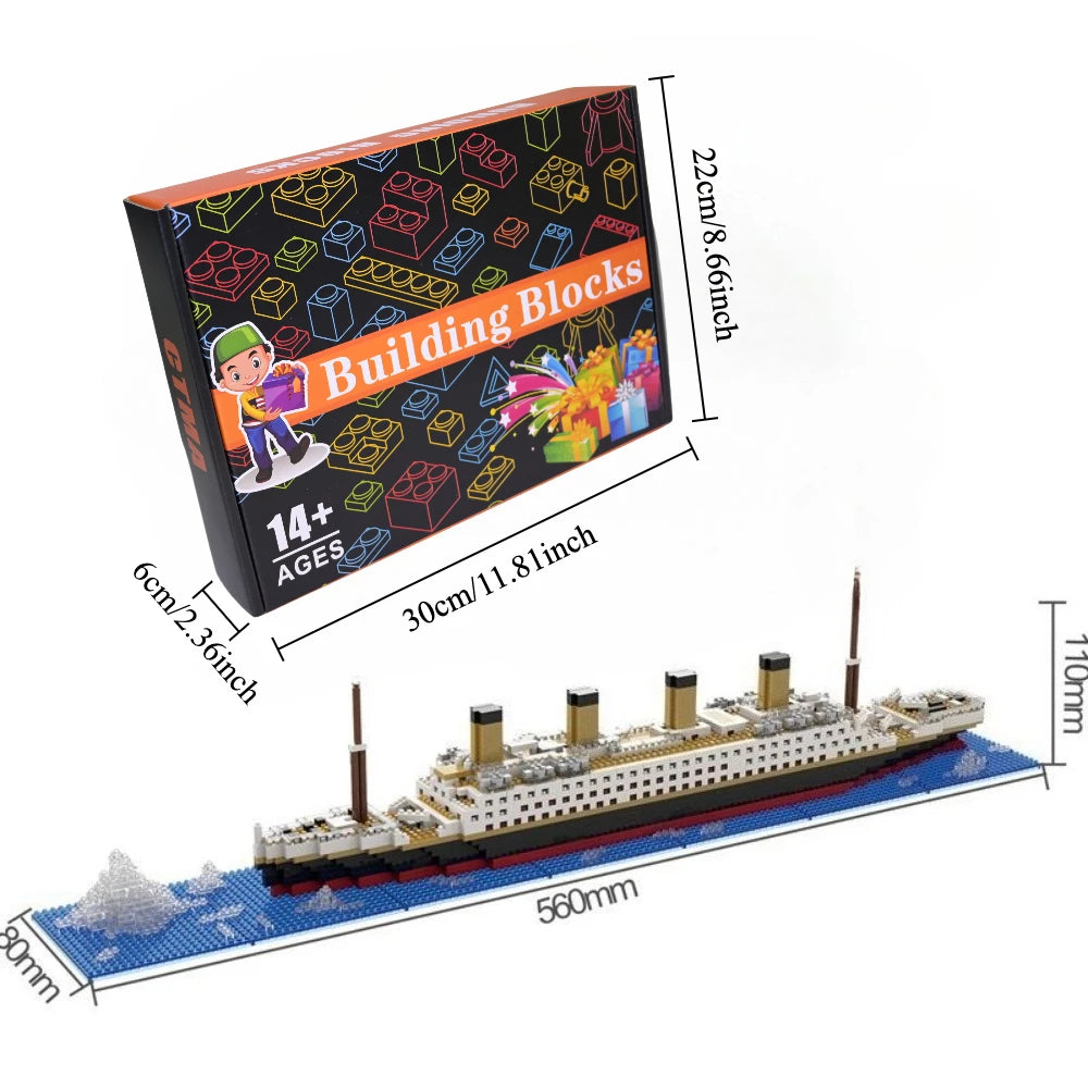 4000+Pcs Titanic Model Cruise Ship Building Blocks MOC Boat Bricks Collection DIY Construction Toys for Children Gift