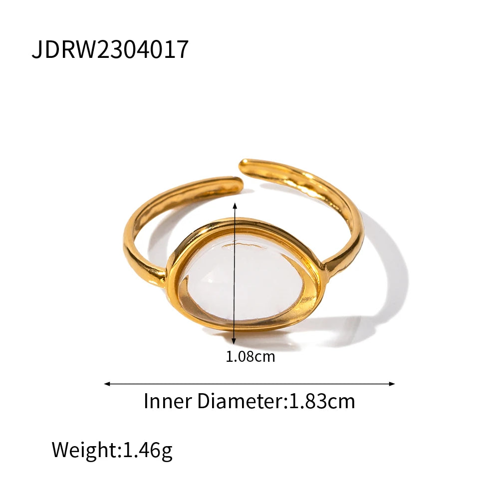 2023 Mode Ringe Edelstahl Design Anlaufgeschützt 18K Gold Beschichtet Transparent Umweltfreundlich Harz Damen Schmuck Geschenk
