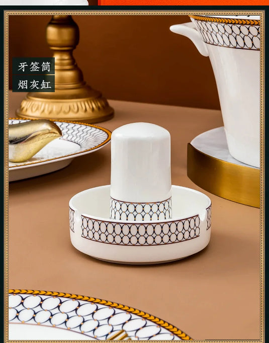 Jingdezhen Ceramic Tableware, Bone Porcelain Dish Set