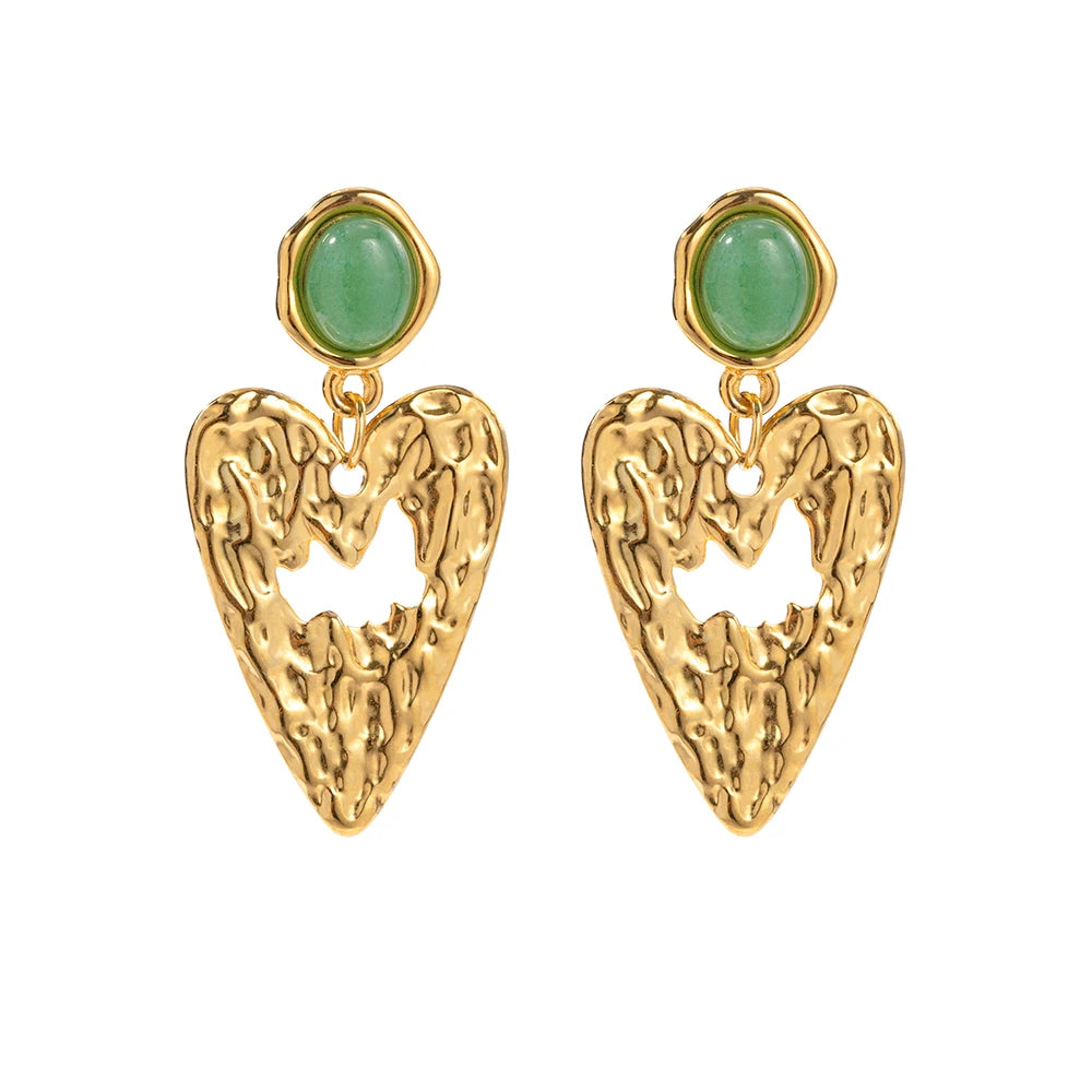 Brincos Pingente Coração de Amor de Lava Minimalista em Aço Inoxidável Banhado a Ouro 18k à Prova d'Água Feminino Chic Gala Estiloso Joias