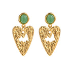 Brincos Pingente Coração de Amor de Lava Minimalista em Aço Inoxidável Banhado a Ouro 18k à Prova d'Água Feminino Chic Gala Estiloso Joias