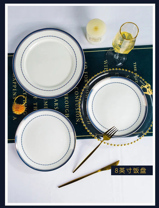 Jingdezhen European style bone porcelain household utensils, ceramic tableware, minimalist set of dishes and plates