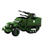 Military WW2 MOC Army Main Battle Tank Armored Vehicle Fighter Soldiers Figures Building Blocks Bricks Set For Children Toys