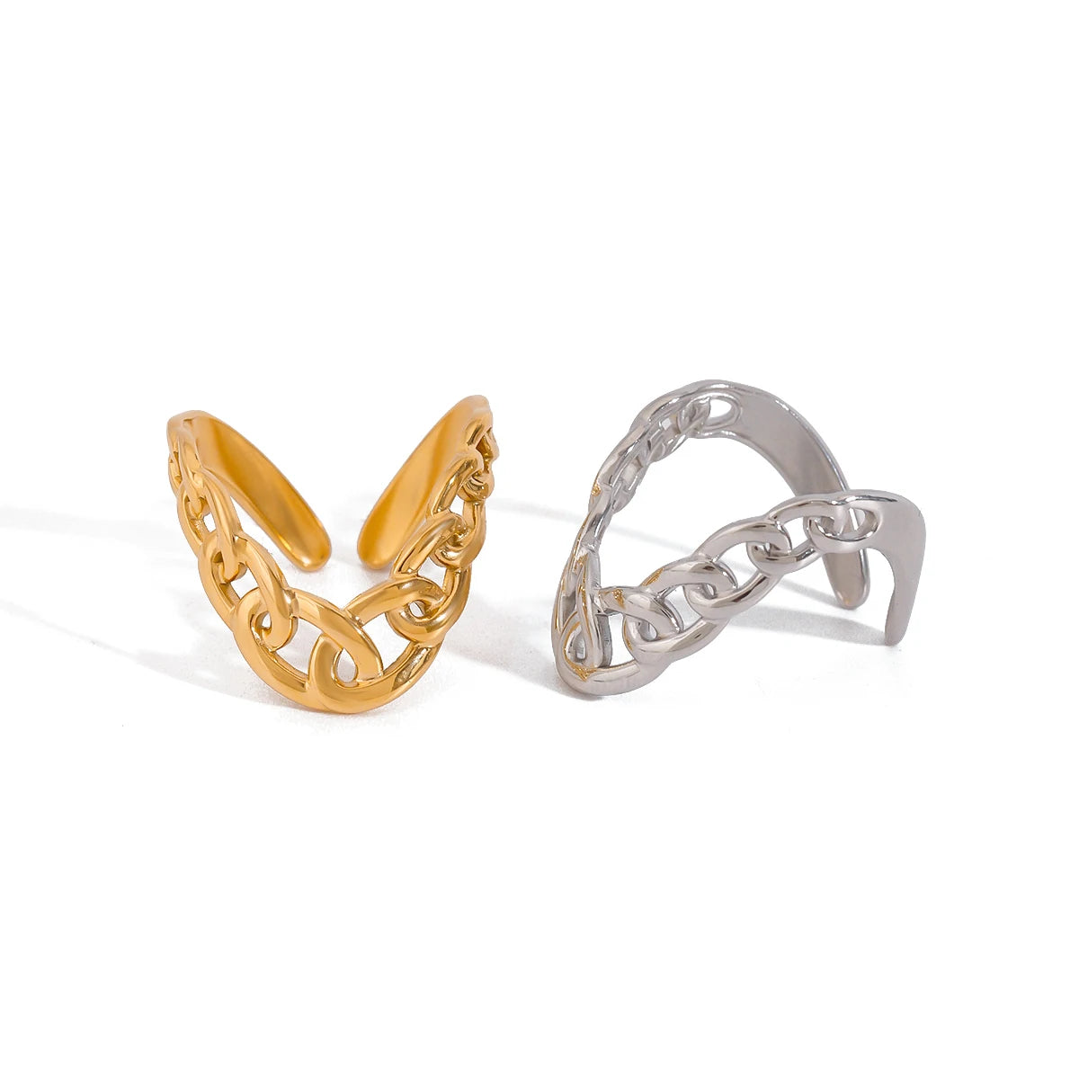 Minimalistischer 18K vergoldeter Charm Glatte Kette Kreuz Design Offener Ring Damen Antiallergisch Statement Trendiger Schmuck Gala Geschenk