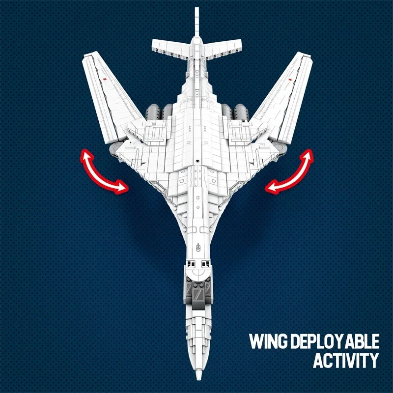 1598PCS Military Tu-160 Bomber Model Building Blocks Air Force Aircraft Fighter Bricks Toys Creative Desktop Ornaments Kids Gift