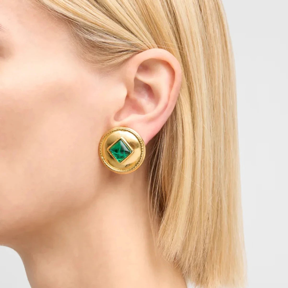 Креативные серьги-гвоздики из нержавеющей стали с позолотой 18К, с инкрустацией зеленой смолой, водонепроницаемые, привлекательные украшения для женщин