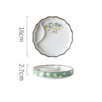 SAMURAI Authentic Japanese Dumpling Plate Hand Painted Sushi Tray Floral Ceramic Split Dish Sauce Vinegar Snack Salad Restaurant Rectangular Flower Flat Platter Asian Inspired Dining Tableware - Grand Goldman