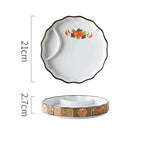 SAMURAI Authentic Japanese Dumpling Plate Hand Painted Sushi Tray Floral Ceramic Split Dish Sauce Vinegar Snack Salad Restaurant Rectangular Flower Flat Platter Asian Inspired Dining Tableware - Grand Goldman