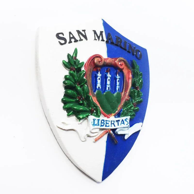 SAN Marino Badge Tourism Souvenir Decorative Crafts Collection Gift  3d National Emblem Magnet Refrigerator Sticker - Grand Goldman