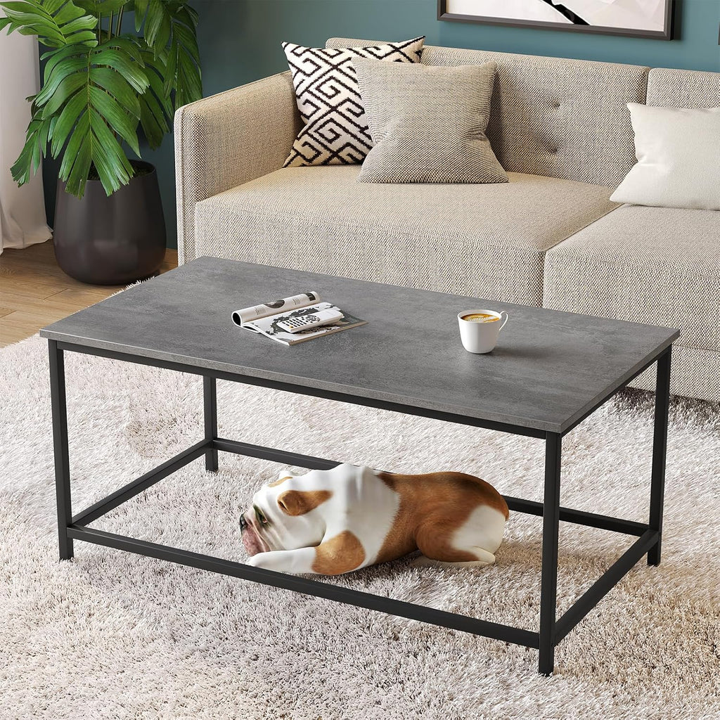 SAYGOER Black Coffee Table Simple Modern Rectangular Center Table Open Space Minimalist for Living Room Home Office Industrial Cocktail Tables, Easy Assembly, 39.37 x 19.69 x 17.72 - Grand Goldman