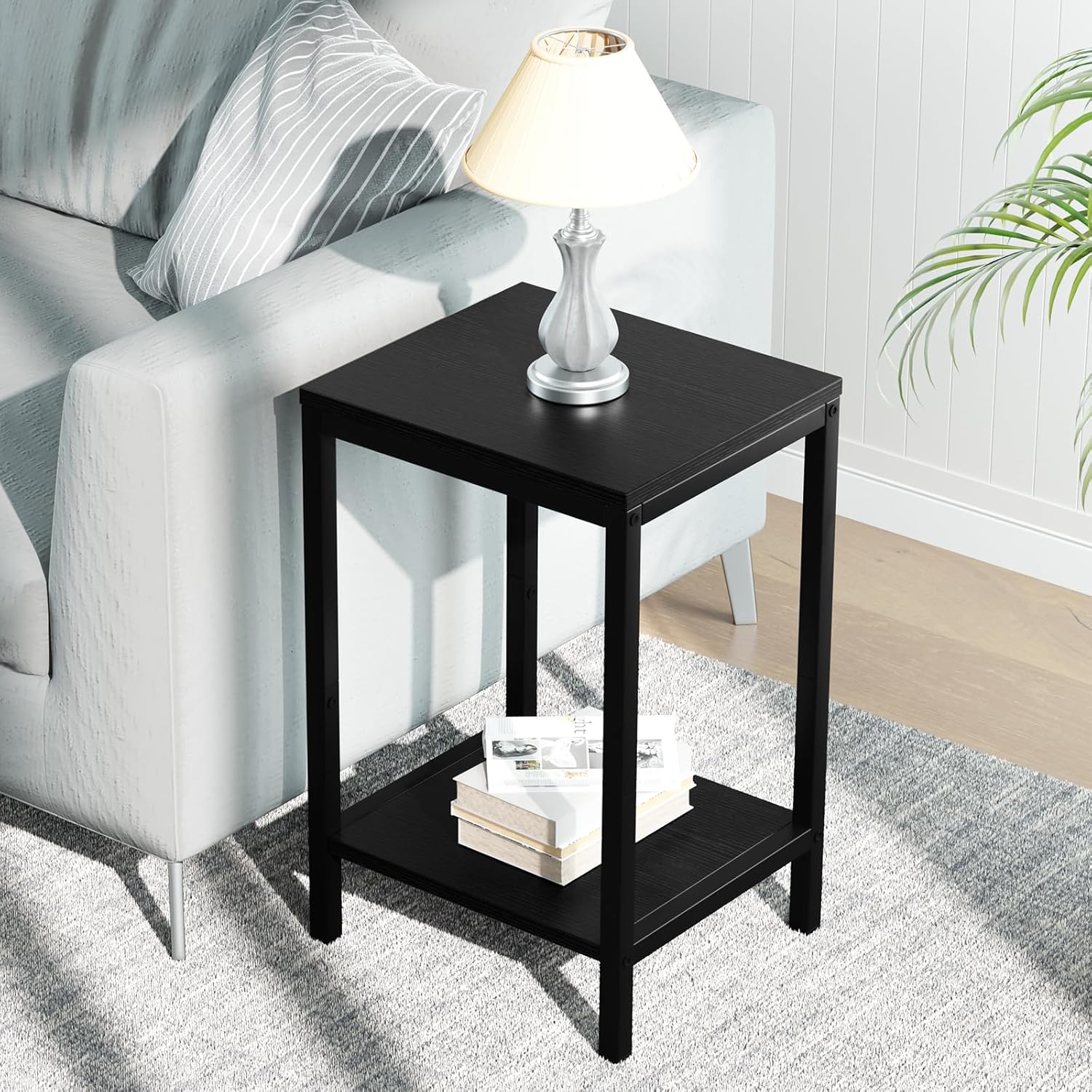 SAYGOER Black Coffee Table Simple Modern Rectangular Center Table Open Space Minimalist for Living Room Home Office Industrial Cocktail Tables, Easy Assembly, 39.37 x 19.69 x 17.72 - Grand Goldman