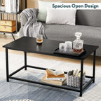 SAYGOER Black Coffee Table Simple Modern Rectangular Center Table Open Space Minimalist for Living Room Home Office Industrial Cocktail Tables, Easy Assembly, 39.37 x 19.69 x 17.72 - Grand Goldman