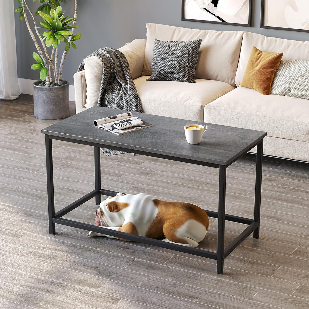 SAYGOER Black Coffee Table Simple Modern Rectangular Center Table Open Space Minimalist for Living Room Home Office Industrial Cocktail Tables, Easy Assembly, 39.37 x 19.69 x 17.72 - Grand Goldman