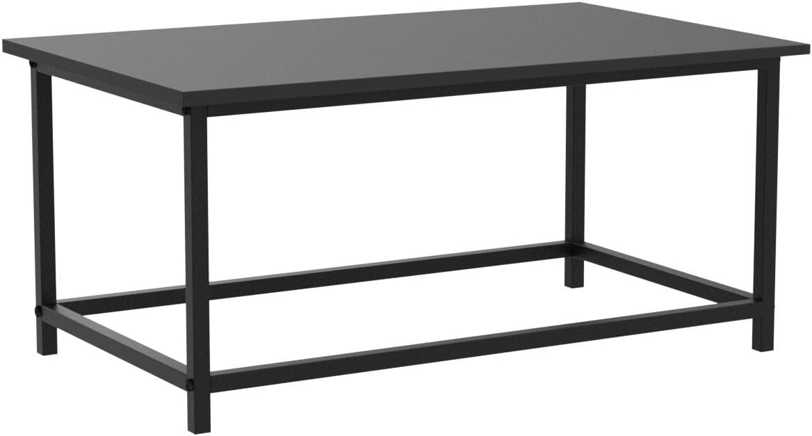 SAYGOER Black Coffee Table Simple Modern Rectangular Center Table Open Space Minimalist for Living Room Home Office Industrial Cocktail Tables, Easy Assembly, 39.37 x 19.69 x 17.72 - Grand Goldman