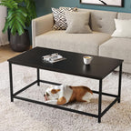 SAYGOER Black Coffee Table Simple Modern Rectangular Center Table Open Space Minimalist for Living Room Home Office Industrial Cocktail Tables, Easy Assembly, 39.37 x 19.69 x 17.72 - Grand Goldman