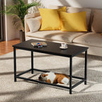 SAYGOER Black Coffee Table Simple Modern Rectangular Center Table Open Space Minimalist for Living Room Home Office Industrial Cocktail Tables, Easy Assembly, 39.37 x 19.69 x 17.72 - Grand Goldman