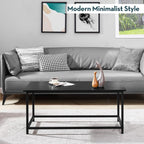SAYGOER Black Coffee Table Simple Modern Rectangular Center Table Open Space Minimalist for Living Room Home Office Industrial Cocktail Tables, Easy Assembly, 39.37 x 19.69 x 17.72 - Grand Goldman