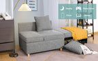 SEJOV Sofa Bed 4-in-1 Convertible Sofas & Couches, 3-Seat Linen Fabric loveseat Sofa with 2 Throw Pillow, Single Recliner for Small Space with 5 Adjustable Backrest, Grey - Grand Goldman