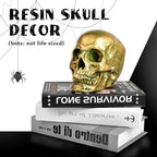 SEKKVY Resin Human Gold Skull Statues Halloween Decor Skeleton Outdoor Human Skull Model Golden Home Decoration (Non-Removable) - Grand Goldman