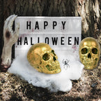 SEKKVY Resin Human Gold Skull Statues Halloween Decor Skeleton Outdoor Human Skull Model Golden Home Decoration (Non-Removable) - Grand Goldman