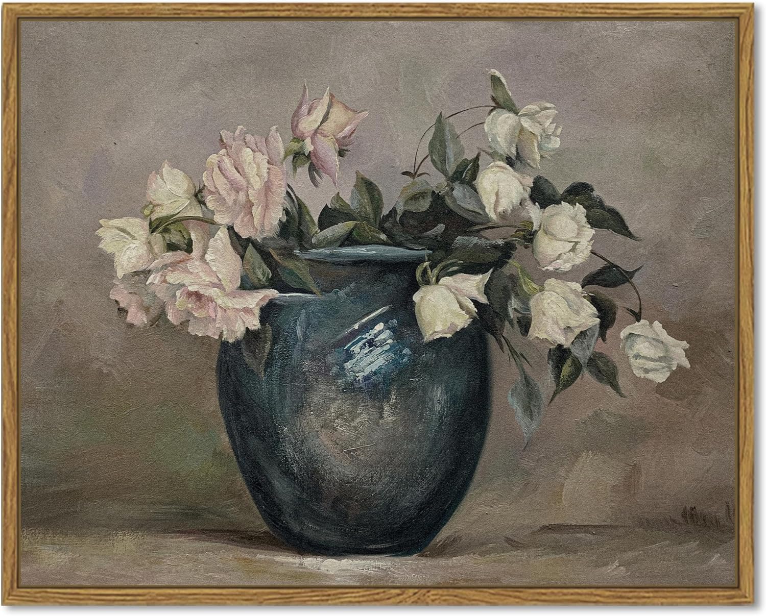 SHENIFY Vintage Landscape Framed Canvas Wall Art Grassland Classic Painting Farmhouse Kitchen Office Decor - 8x10in Natural Framed - Grand Goldman