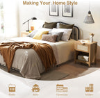 SICOTAS Rattan Nightstand Set of 2 - Farmhouse Night Stand with Drawer and Storage Shelf - Boho Bedside Table End Table Side Table Accent Table for Bedroom - Grand Goldman