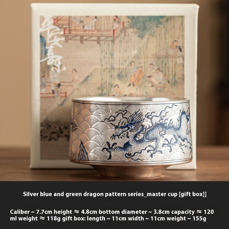 SILVER FANG Dragon High-grade Ceramic Bowl  Artistic Tea / Coffee Cup Drinkware - Grand Goldman