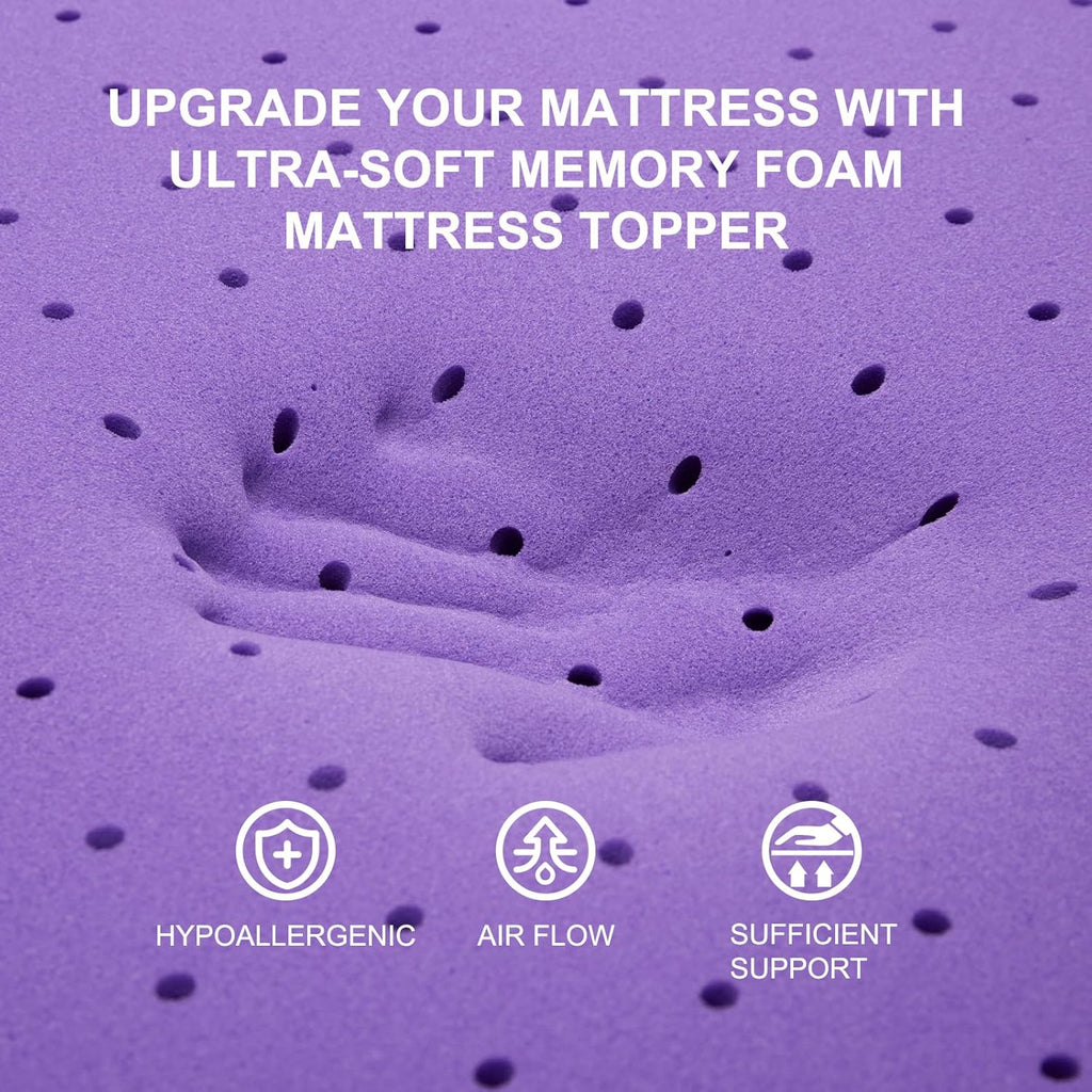 SINWEEK 2 Inch Gel Memory Foam Mattress Topper Ventilated Soft Pressure Relieve Mattress Pad, Breathable Bed Topper, CertiPUR-US Certified, Twin Size - Grand Goldman