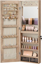 SONGMICS Mirror Jewelry Cabinet Armoire Organizer, Wall or Door Mount Storage Cabinet with Full-Length Frameless Lighted Mirror, Built-in Makeup Mirror, 2 Drawers, Christmas Gifts, White UJJC013W01 - Grand Goldman