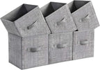 SONGMICS Storage Cubes, 11-Inch Non-Woven Fabric Bins with Double Handles, Set of 6, Closet Organizers for Shelves, Foldable, for Clothes, Cattail Gray UROB26LG - Grand Goldman