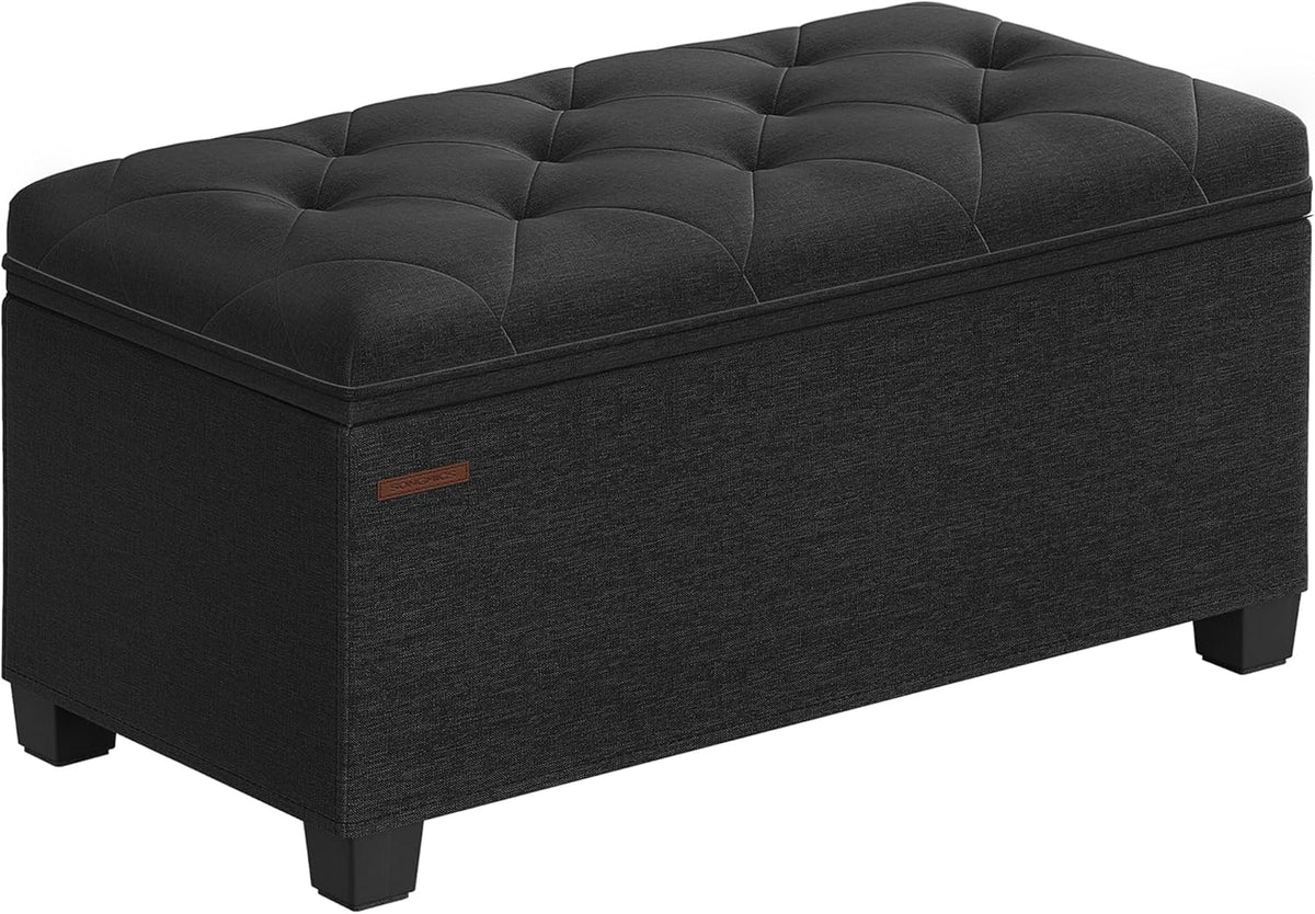SONGMICS Storage Ottoman Bench, Foot Rest with Legs, 15.7 x 43.3 x 15.7 Inches, End of Bed Bench, Storage Chest, Load up to 660 lb, for Living Room, Bedroom, Entryway, Dark Gray ULSF088G01 - Grand Goldman