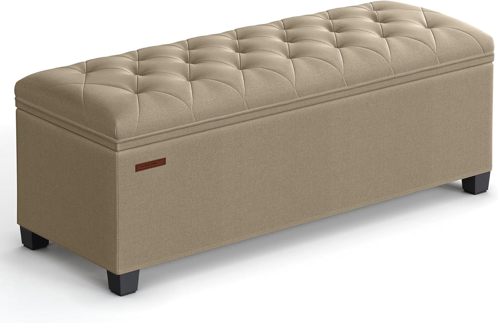 SONGMICS Storage Ottoman Bench, Foot Rest with Legs, 15.7 x 43.3 x 15.7 Inches, End of Bed Bench, Storage Chest, Load up to 660 lb, for Living Room, Bedroom, Entryway, Dark Gray ULSF088G01 - Grand Goldman