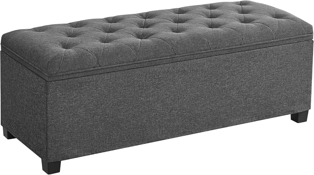 SONGMICS Storage Ottoman Bench, Foot Rest with Legs, 15.7 x 43.3 x 15.7 Inches, End of Bed Bench, Storage Chest, Load up to 660 lb, for Living Room, Bedroom, Entryway, Dark Gray ULSF088G01 - Grand Goldman