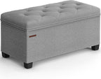 SONGMICS Storage Ottoman Bench, Foot Rest with Legs, 15.7 x 43.3 x 15.7 Inches, End of Bed Bench, Storage Chest, Load up to 660 lb, for Living Room, Bedroom, Entryway, Dark Gray ULSF088G01 - Grand Goldman
