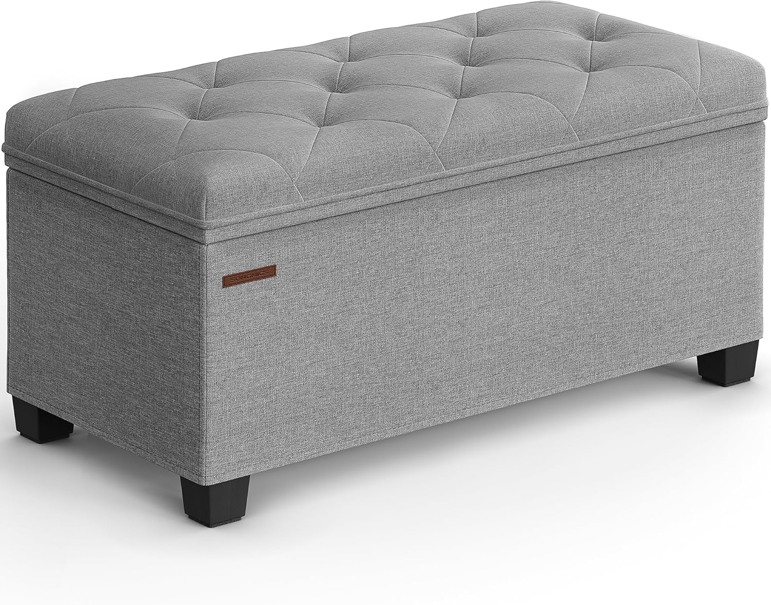 SONGMICS Storage Ottoman Bench, Foot Rest with Legs, 15.7 x 43.3 x 15.7 Inches, End of Bed Bench, Storage Chest, Load up to 660 lb, for Living Room, Bedroom, Entryway, Dark Gray ULSF088G01 - Grand Goldman