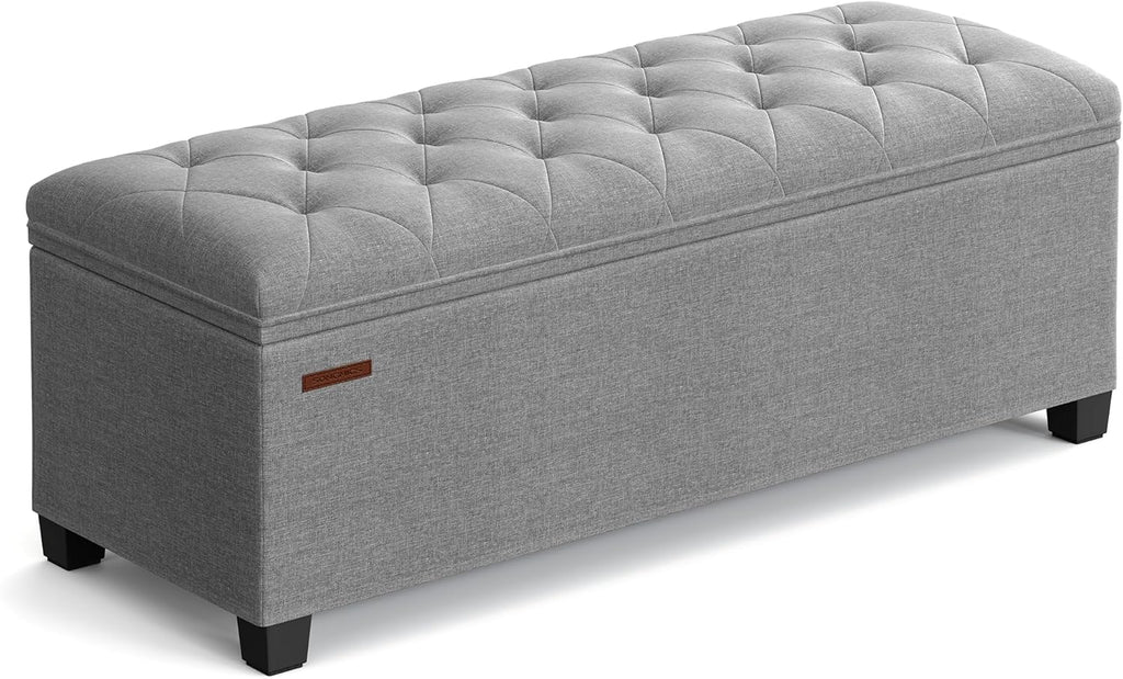 SONGMICS Storage Ottoman Bench, Foot Rest with Legs, 15.7 x 43.3 x 15.7 Inches, End of Bed Bench, Storage Chest, Load up to 660 lb, for Living Room, Bedroom, Entryway, Dark Gray ULSF088G01 - Grand Goldman