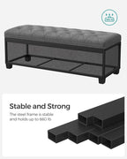 SONGMICS Storage Ottoman Bench, Foot Rest with Legs, 15.7 x 43.3 x 15.7 Inches, End of Bed Bench, Storage Chest, Load up to 660 lb, for Living Room, Bedroom, Entryway, Dark Gray ULSF088G01 - Grand Goldman