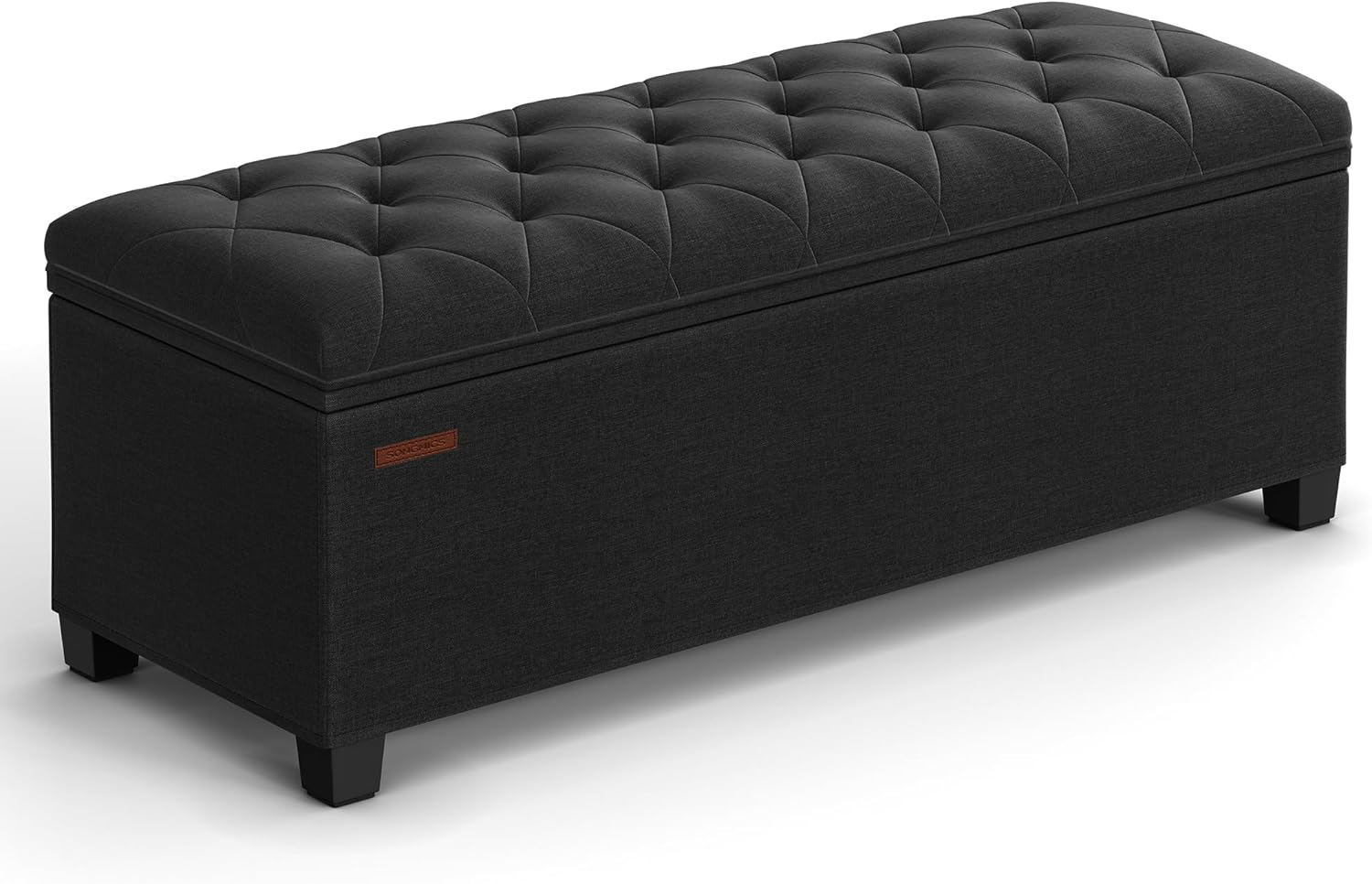 SONGMICS Storage Ottoman Bench, Foot Rest with Legs, 15.7 x 43.3 x 15.7 Inches, End of Bed Bench, Storage Chest, Load up to 660 lb, for Living Room, Bedroom, Entryway, Dark Gray ULSF088G01 - Grand Goldman