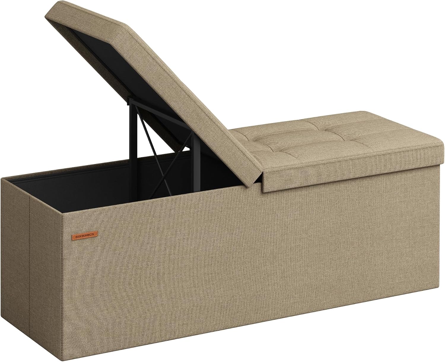 SONGMICS Storage Ottoman, Foldable Storage Bench, 15 x 30 x 15 Inches, Flipping Lid, 660 lb Load Capacity, for Entryway, Living Room, Bedroom, Ink Black ULSF046B01 - Grand Goldman