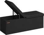 SONGMICS Storage Ottoman, Foldable Storage Bench, 15 x 30 x 15 Inches, Flipping Lid, 660 lb Load Capacity, for Entryway, Living Room, Bedroom, Ink Black ULSF046B01 - Grand Goldman