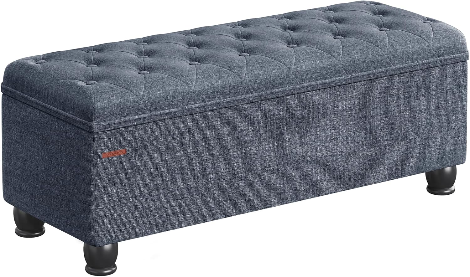 SONGMICS Storage Ottoman, Storage Bench, Tufted Entryway Bedroom Bench, 17.7 x 46.5 x 17.7 Inches, Hinges Easy Lid Operation, Wooden Legs, Linen-Look Cover, Loads 330 lb, Light Gray ULOM070G02 - Grand Goldman