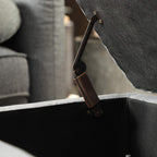 SONGMICS Storage Ottoman, Storage Bench, Tufted Entryway Bedroom Bench, 17.7 x 46.5 x 17.7 Inches, Hinges Easy Lid Operation, Wooden Legs, Linen-Look Cover, Loads 330 lb, Light Gray ULOM070G02 - Grand Goldman